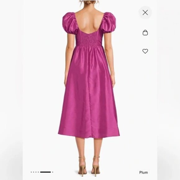 NEW NWT HUTCH Anthropologie Short Sleeve Marian Dress Midi Plum Medium - Picture 2 of 9